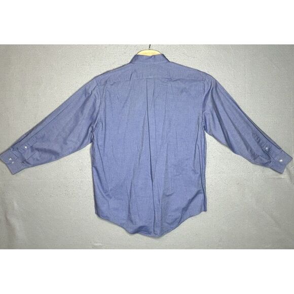 Lands End Original Oxford Men's Size 17 Blue‎ Button Down Long Sleeve Shirt - Picture 3 of 5